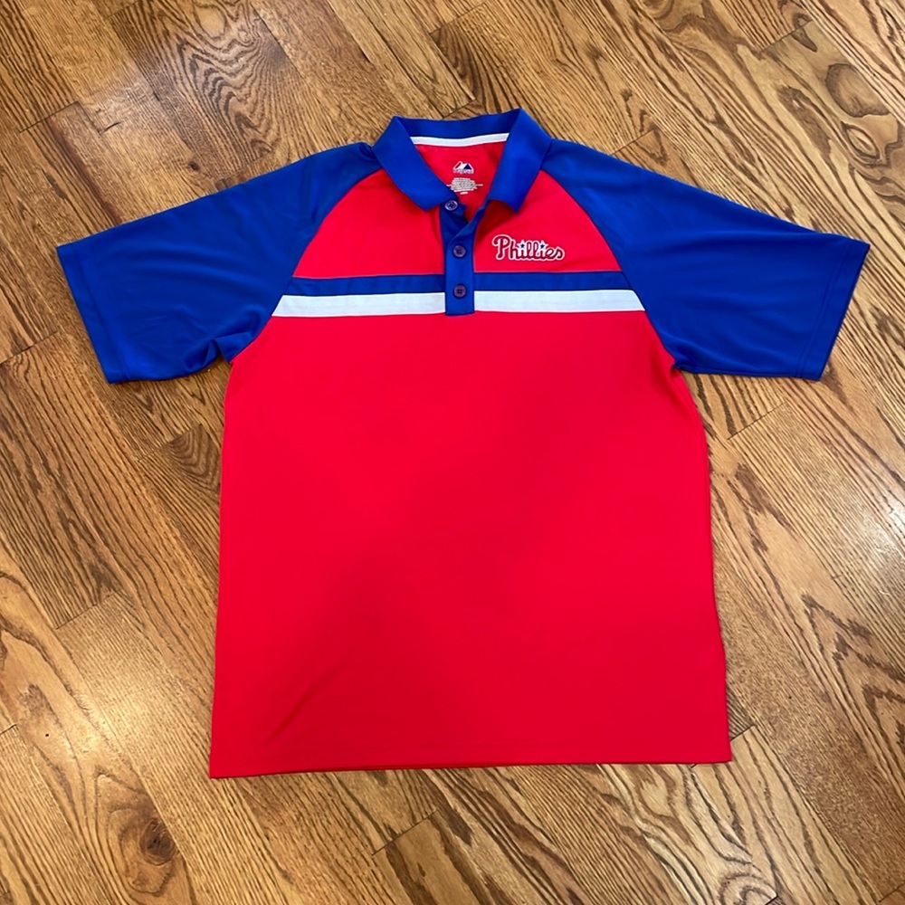 Men’s Philadelphia Phillies Majestic Brand Polo Shirt. Size L. Great Condition.